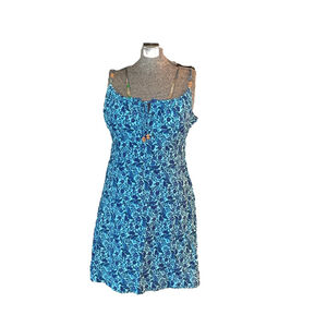 Women's Raisins Blue Floral Dress M with Beads